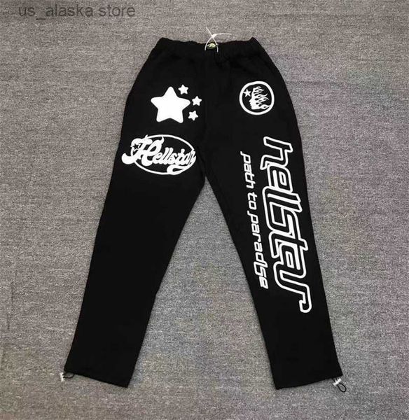 

men's pants hellstar black letter pattern printed drawstring elastic waist high street 1 1 pure cotton men's and women's spor