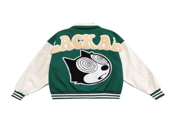 

mens vintage baseball varsity jacket cartoon patchwork color bomber jackets harajuku college style oversized coat autumn5309006272, Black;brown