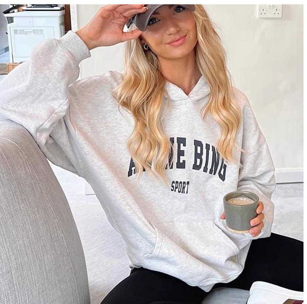 

hoodie 23ss women designer pullover cotton sweater fashion sportshirt new anines classic letter print inner fleece grey long sleeves sweatsh, Black