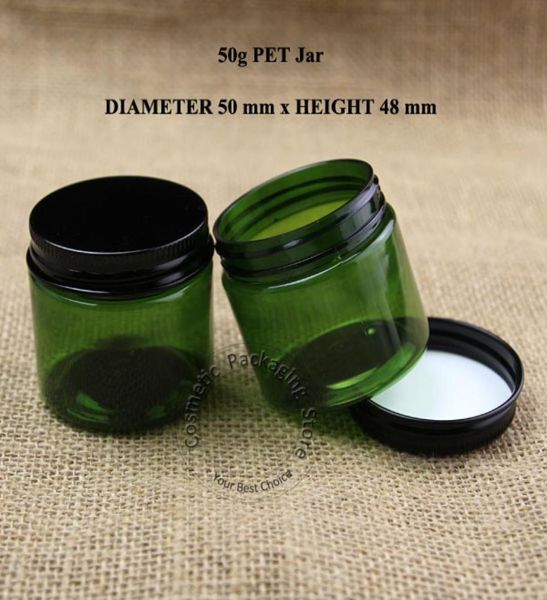 

100pcslot plastic 50g pet cream jar refillable bottle 50ml women cosmetic container 53oz packaging with aluminum cap2515552