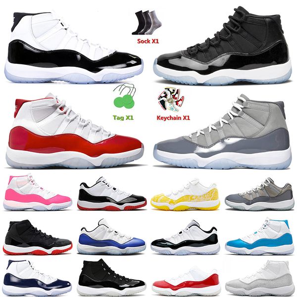 

women men jumpman 11 basketball shoes cool grey cherry 11s white jade blue yellow snakeskin dmp concord cap and gown unc high low cut platf
