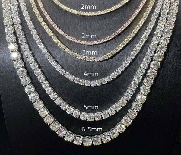 

custom link chain zircon tester large stock hiphop jewelry 3mm moissanite cz 925 silver iced out tennis chain necklaces