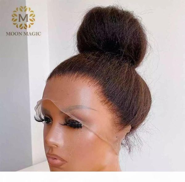 

360 lace frontal wig hd kinky straight 360 lace wig human hair pre plucked full 26 inch lace front human hair wigs for women7890379, Black;brown