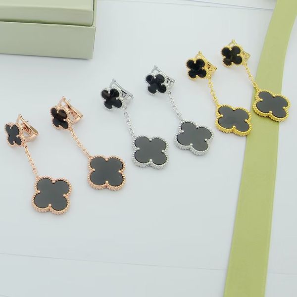 

four leaves luxury jewelry earring designer earrings for woman luxury earring designer jewelry set fashion earring for womens ear pendants w, Golden;silver