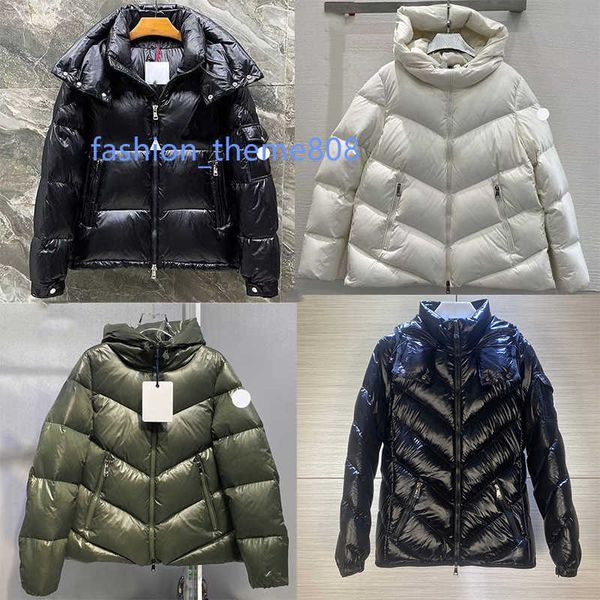 

luxury designer women down parkas embroidered badge stand collar hooded down jacket autumn and winter thickened warm loose puffer jacket bre, Black