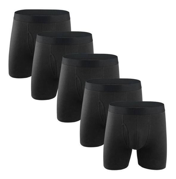 

5pcslot boxershorts man underpants long boxers men underwear cotton shorts breathable shorts boxers gay cueca boxer 2108262685629, Black;white