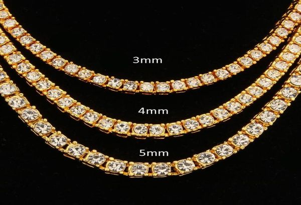

mens gold iced out tennis chain necklace 3 4 mm full diamond designer luxury hip hop long and choker chains rapper jewelry gifts f4573531, Silver