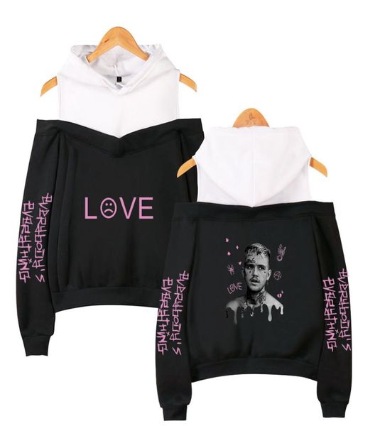 

rapper lil peep hoodie women patchwork long sleeve offshoulder hooded sweatshirts harajuku tracksuit streetwear funny clothes2507848, Black