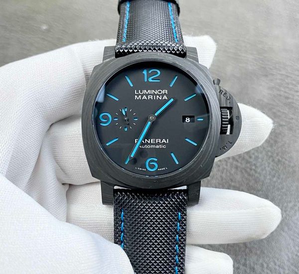 

pam 1661 marina 44 mm carbotech bezel black blue numbers pam1661 vs european and american style peinahai watch special forces outdoor sports, Slivery;brown