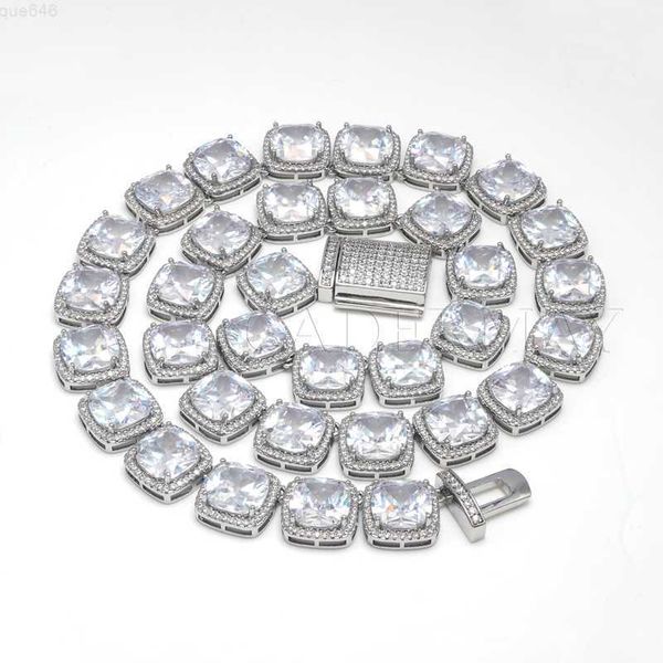 

cadermay gra certificate 11mm cushion rock candy tennis chain d vvs moissanite tennis necklace iced out, Silver