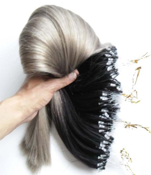 

silver ombre micro loop ring hair extensions 300g 1gs 300s grey remy micro bead hair extensions t1bgrey micro link human hair ex6709934, Black
