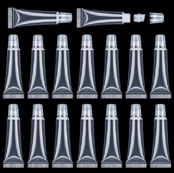 

50 pcs 15ml lip gloss tubes lip balm soft hose makeup squeeze subbottling clear plastic lip gloss container b00101782847