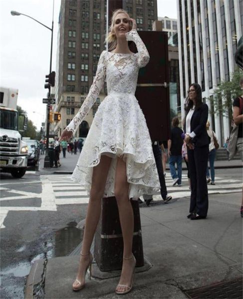 

2018 wangyandress ivory lace long sleeves beach wedding dresses custom backless short wedding gowns knee length bridal dresse7054188, White