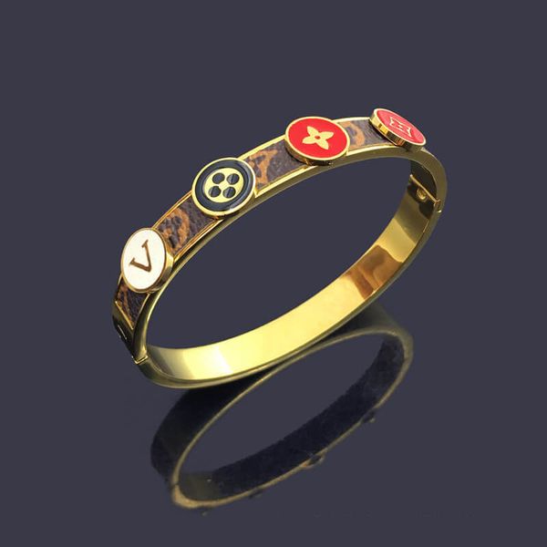 

luxury design enamel clover bangle cuff bracelet for lovers gift, Black