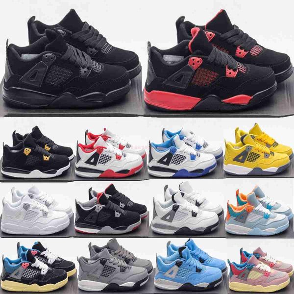 

basketball kids shoes 4 4s sneakers boys black cat military girls trainers baby kid youth toddler running shoe children bred sneaker fire re