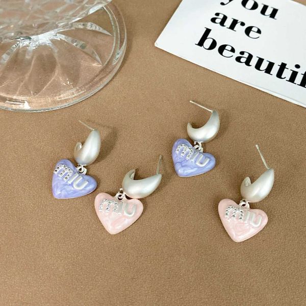 

brand designer miumiu earring fashion drop glaze love earrings light luxury micro set zircon letter earstuds simple ins wind ear gifts jewel, Golden