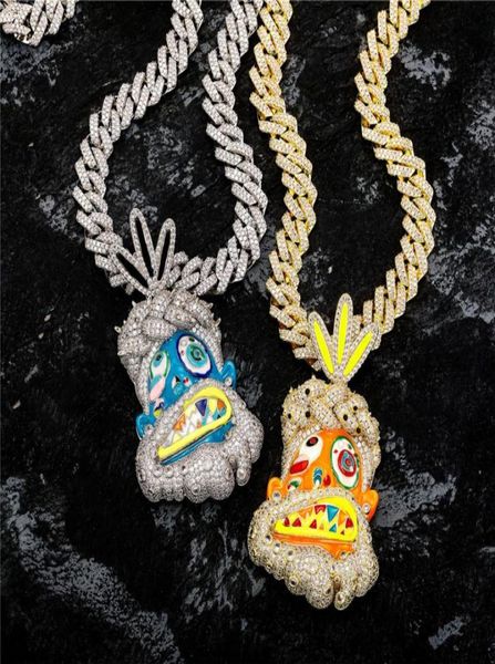 

personality fashion silver yellow gold plated full bling cz gost pendant necklace with rope chain for men women hip hop jewelry3294775
