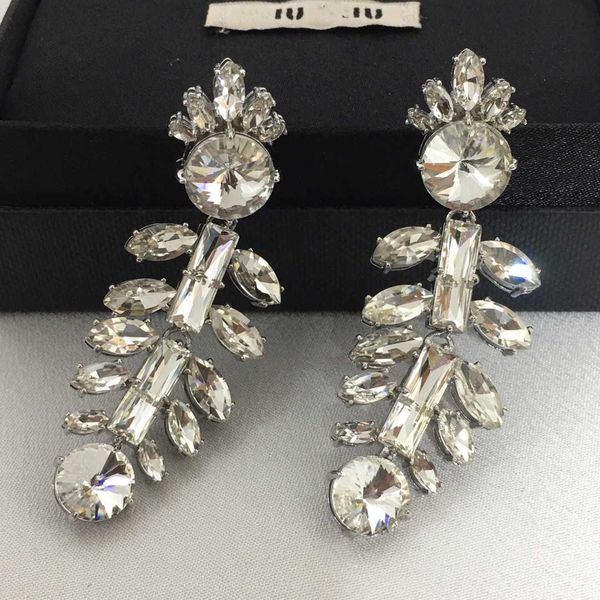 

brand designer miumiu fashion earrings imitate crystal sunflower fish bone inlaid diamond earrings french advanced long earrings for women a, Golden