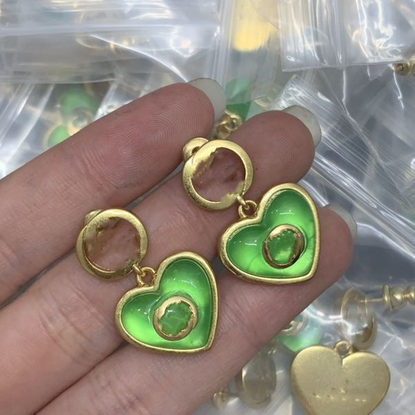 

earrings women designer double letter stud ggity luxury geometric crystal heart-shaped couple earrings for lady party wedding kg6f, Golden;silver