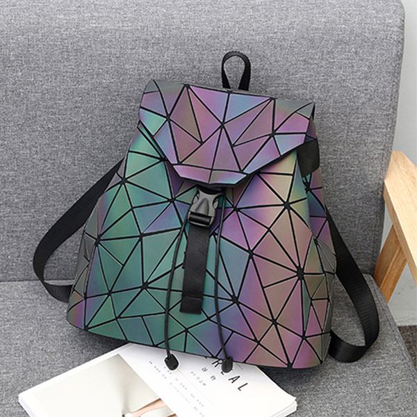 

Geometric pattern luminous women's backpack wallet holographic reflective flash color daily backpack, Photo color