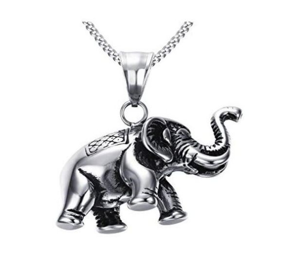 

stainless steel good luck animal vintage elephant pendant necklace chain6408160, Silver