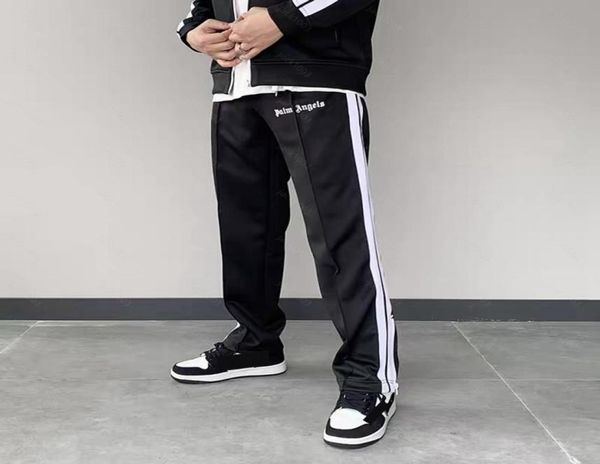 

s pants 22ss logo letters striped side zipper retro campus men women sports casual pants 4109 035078974, Black