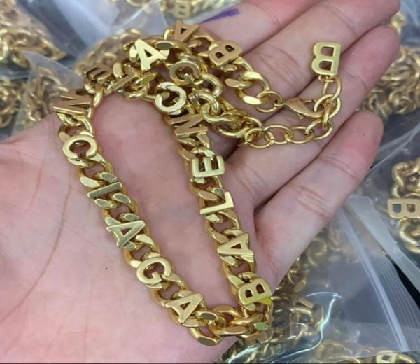 

titanium steel great b letter thick chain necklace female exaggerated temperament retro glamorous earrings women punk 18k gold pla1573753, Black