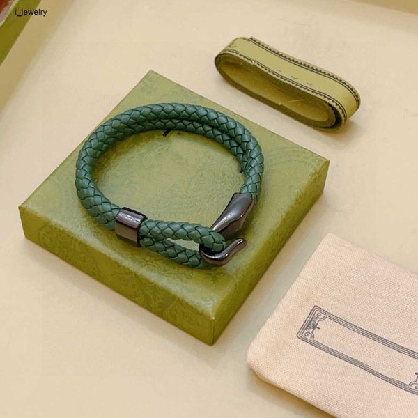 

women designer hand strap green bracelets leather weaving design chain bracelet #including box new arrival, Black