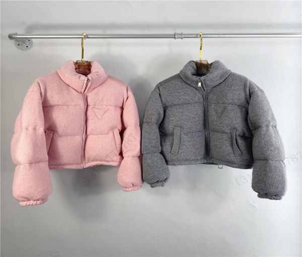 

2020 new ladies fashion long sleeve stand collar cashmere knit down jacket women female2023105, Black;brown