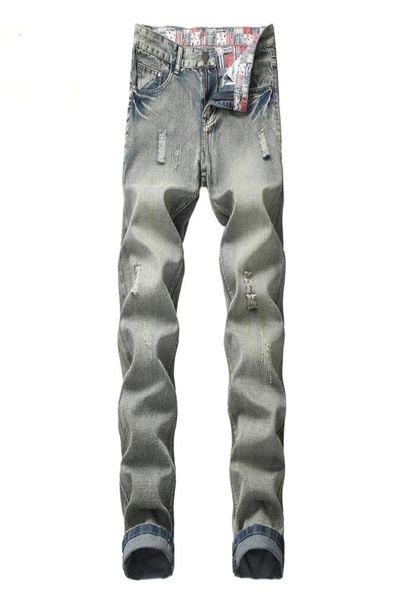 

men039s jeans men denim skinny tattered stretch slim fit hop pants plus size long brand large3103671, Blue