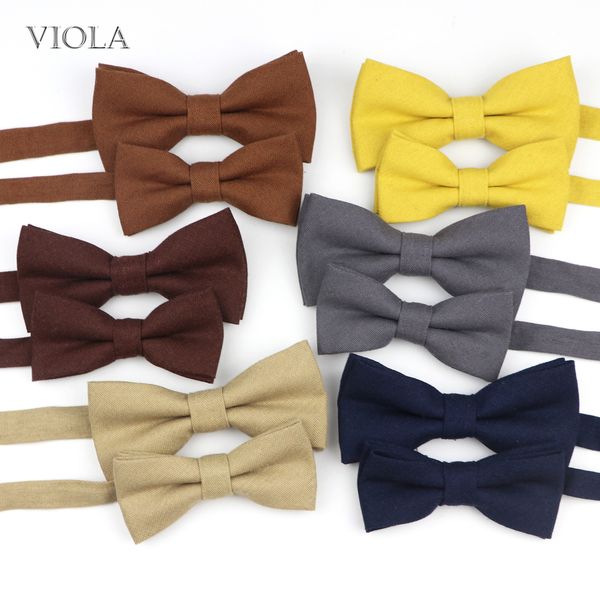 

neck ties beautiful solid 25 colors parent child bowtie sets linen kids pet men butterfly brown khaki beige casual bow tie gift accessory 23, Blue;purple