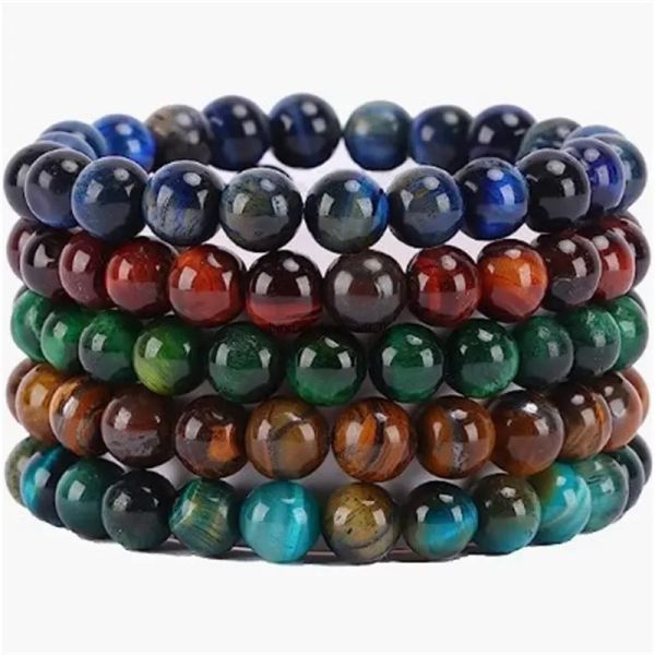 

8mm natural stone handmade beaded strands charm bracelets 5pcs set party club yoga sports jewelry for men women, Black
