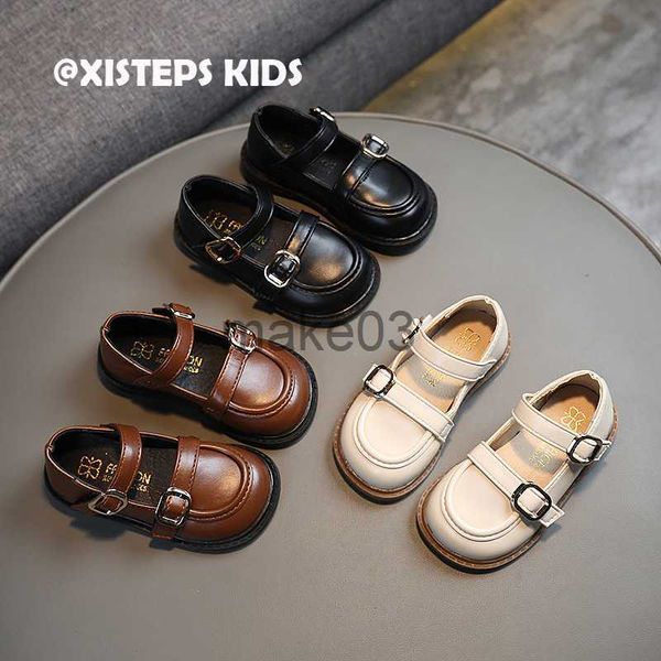 

sneakers xisteps children girls leather loafers nonslip soft sole mary jane shoes 18y kids black brown shcool shoes dress shoes 2023 j230818, Black;red