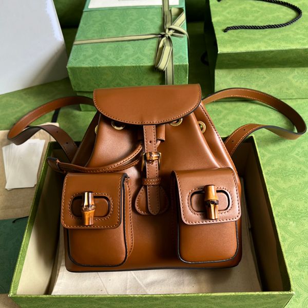 

ladies fashion casual backpack designer luxury bamboos backpacks women girls schoolbag field pack sport outdoor packs 702101 purse 22cm