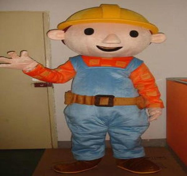 

size bob the builder mascot costume engineer mascot costume cartoon fancy dress6197590, Red;yellow