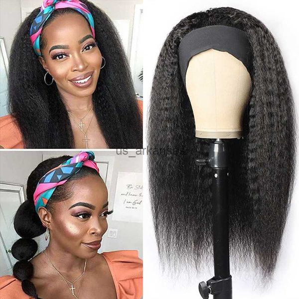 

synthetic wigs glueless kinky straight headband wigs for black women natural black synthetic hair afro wigs with headband yaki straight wigs