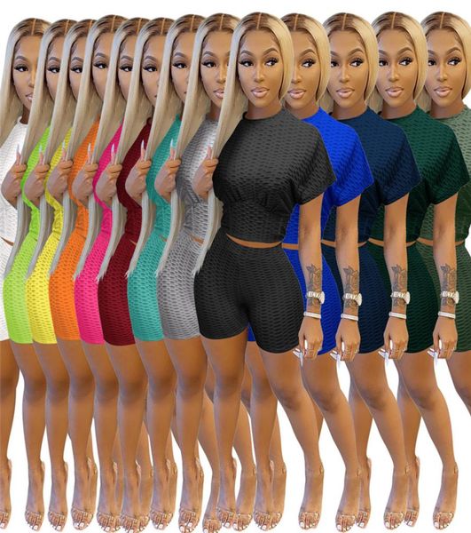 

women summer clothes yoga tracksuits jogger suits short sleeve shirtshorts two piece set plus size s2xl solid color outfits casu6194784, Gray