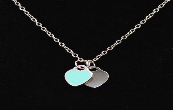 

luxury s925 sterling silver 10mm double heart enamel pendant necklace jewelry accessories women039s versatile couple gifts5751018