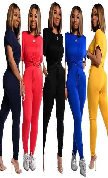 

women039s tracksuits 11ts1003 summer women street two piece set and solid oneck full length pants tracksuit sweatsuit outf5344131, Gray