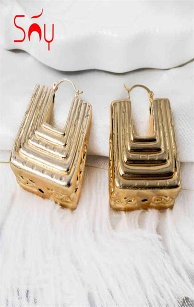 

earring sunny jewelry fashion earrings copper african nigeria large style hoop for women classic party wedding241l2679437, Golden