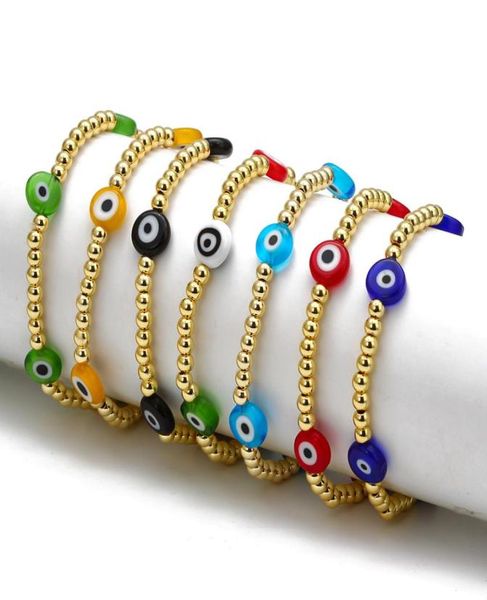 

10pcslot lucky eye turkish evil eye beaded bracelet beads colorful bracelet adjustable jewelry for women5040846, Golden;silver