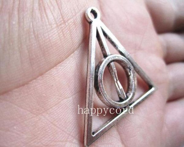 

mixed color antique bronze and antique silver deathly hallows pendant charm 31mmx32mm 40pieceslot26927815429460, Bronze;silver