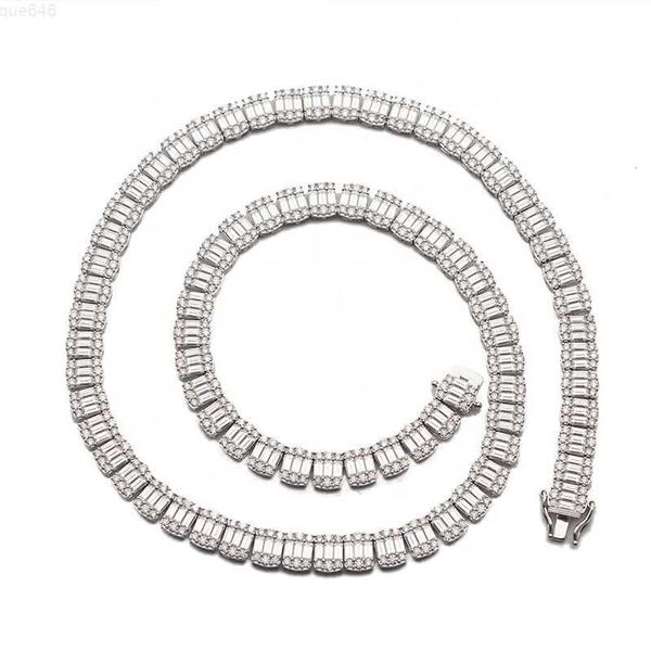 

925 sterling silver 9mm necklace bracelet iced out vvs moissanite baguette diamond tennis chain