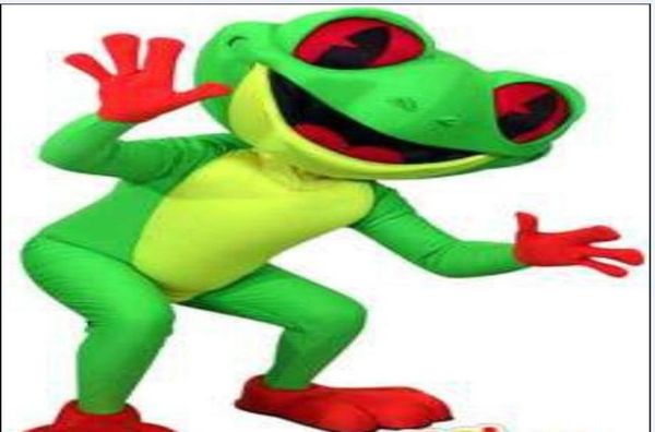 

custom newly green frog mascot costume size 012346346226, Red;yellow