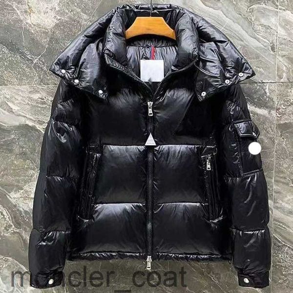 

designer womens down and parkas loose casual fashion stand collar hooded thick embroidered badge shiny couples same short snow mountain dres, Black