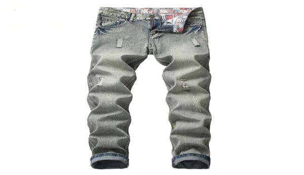 

men039s jeans men denim skinny tattered stretch slim fit hop pants plus size long brand large7837841, Blue
