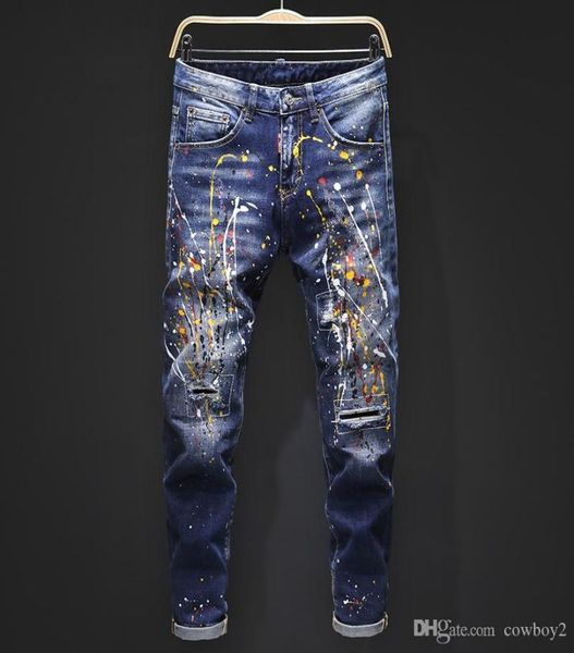 

men039s 2021 luxury designer jeans tight classic diesel car square jeans rock renaissance men039s jeans rock revival bik1300349, Blue