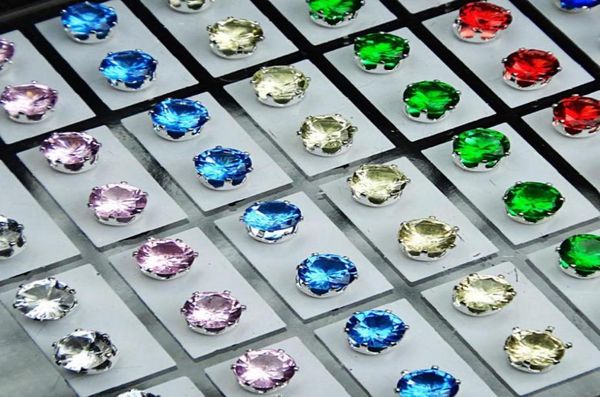 

72pcs mix color cubic zirconia stainless steel fashion stud earrings for womens mens whole jewelry lots a48194703709831246, Golden;silver