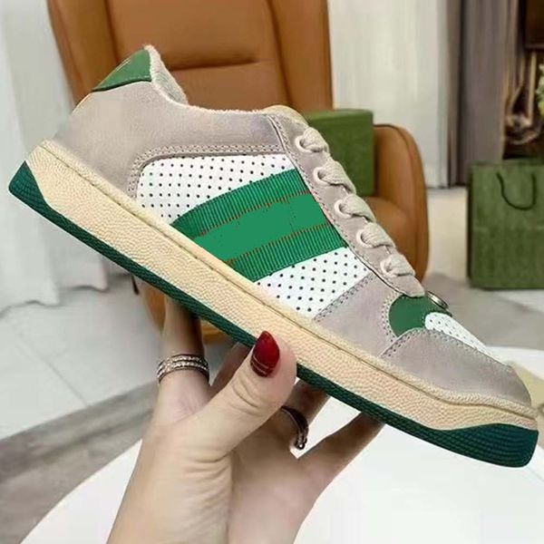 

new lovelight screener loafer shoes for women's men crystal women's sneaker brand designer striped fashion retro dirty leather men, Red;white