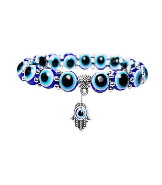

8mm 10 mm acrylic evil blue eye palm charms bracelet for men women beads blue eyes bracelet fashion jewelry valentine0357008376832714, Black